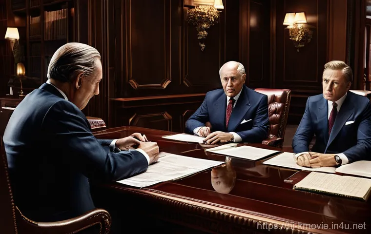 내부자들 스토리와 상영 버전 - **"The Corrupt Elite's Shadowy Alliance"**: A group of powerful men in sleek, expensive suits gather...